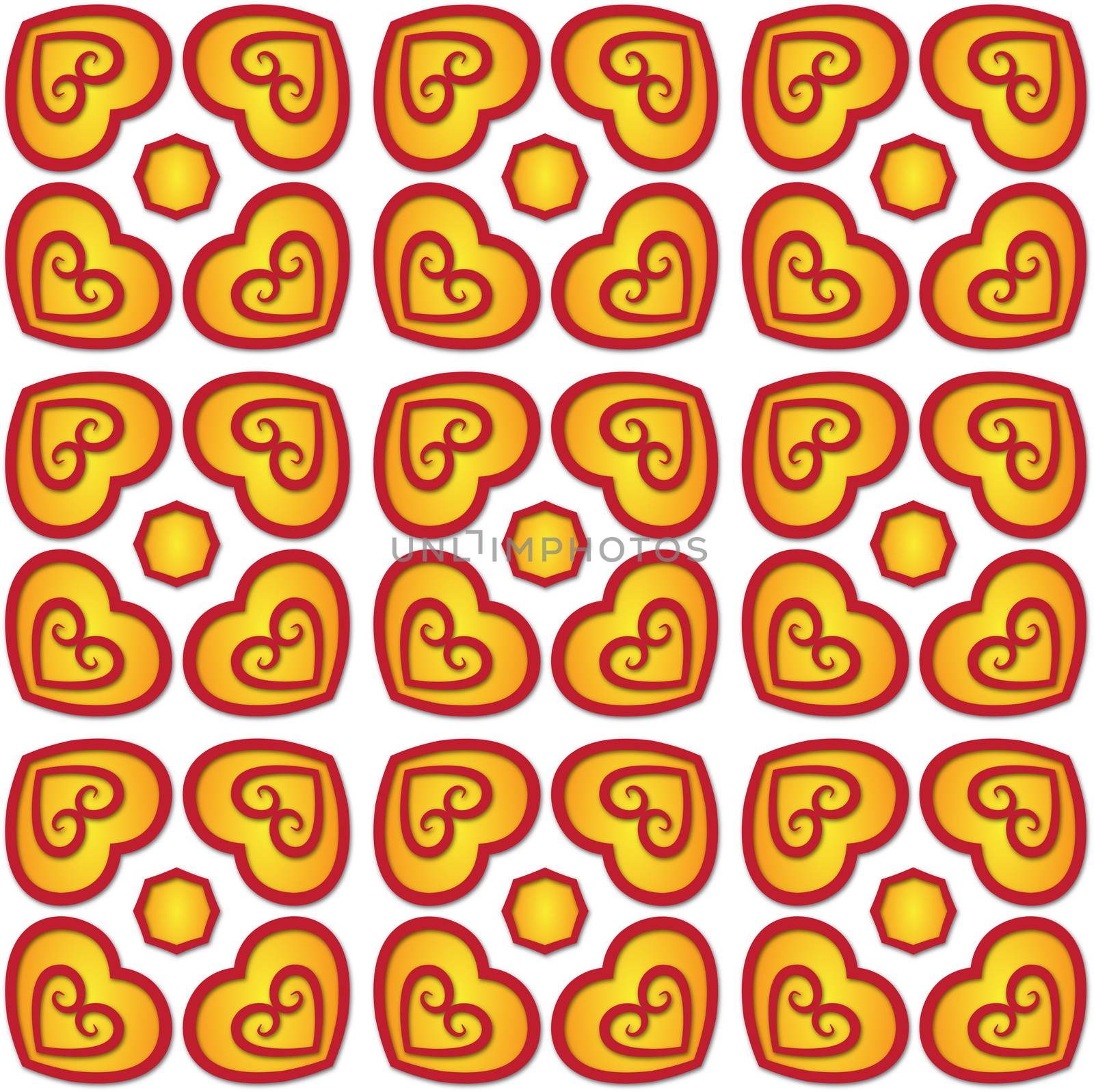 background or fabric pattern red and orange fiery hearts