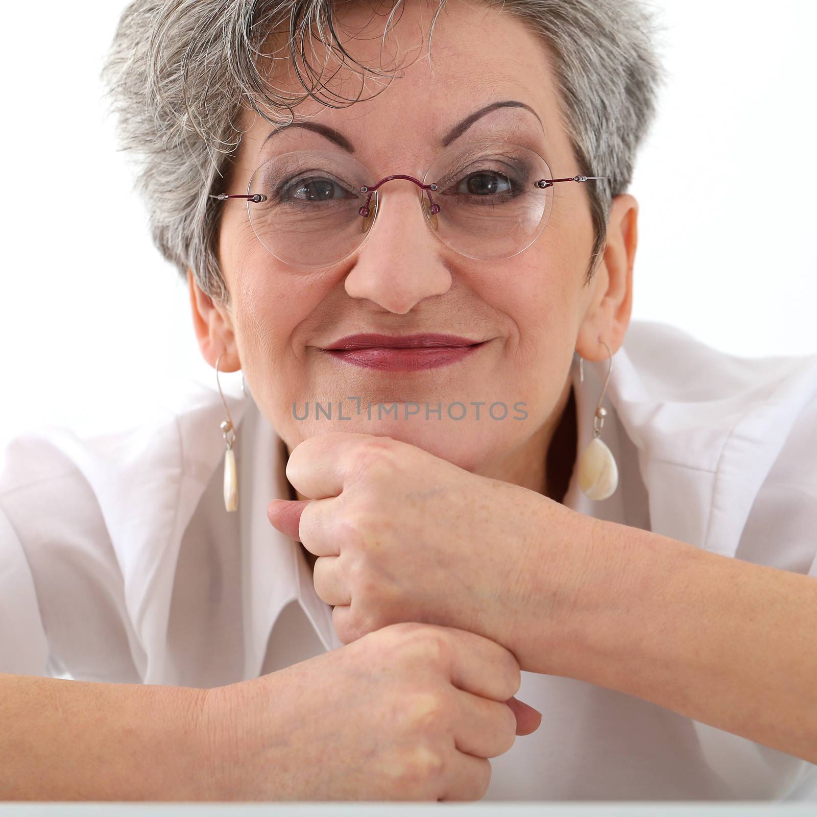 Cute, elderly woman with happy face