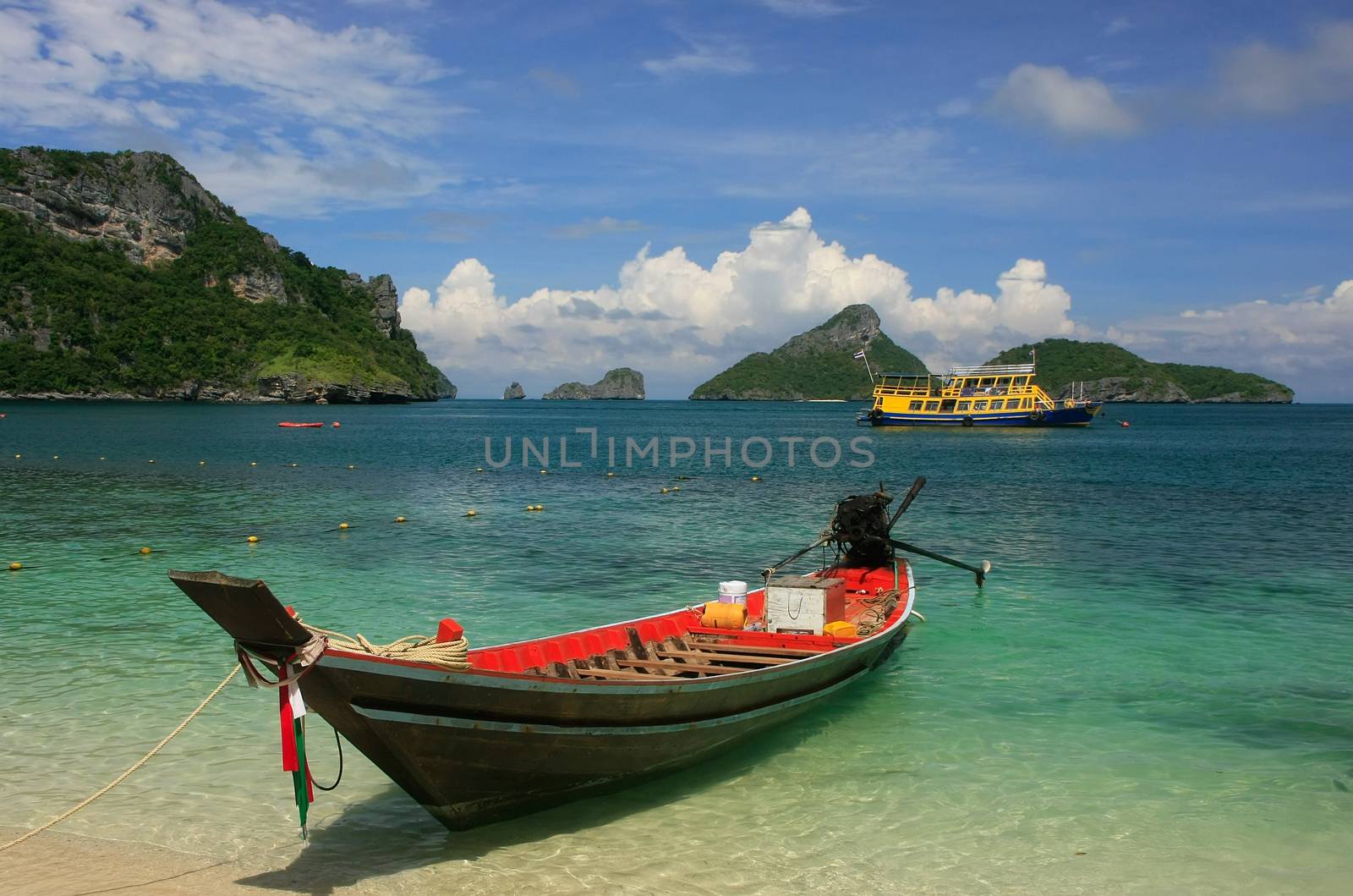 Longtail boat at Mae Koh island, Ang Thong National Marine Park, by donya_nedomam