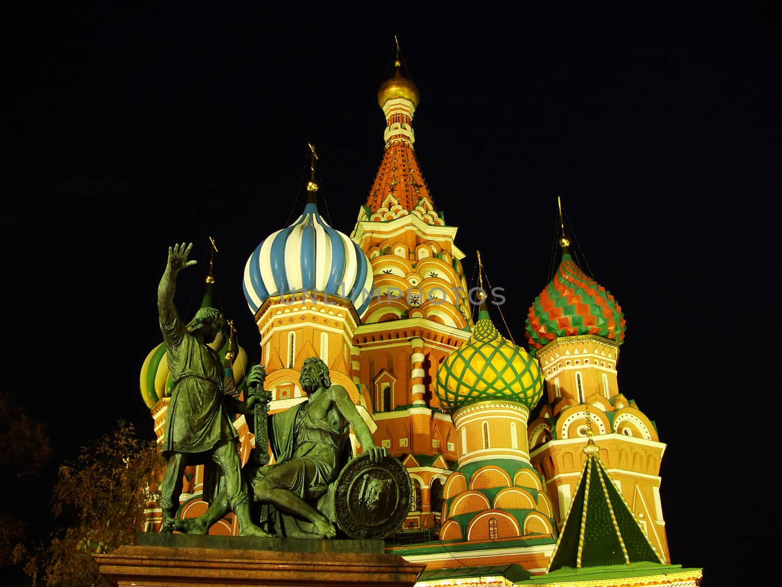Cathedral of Vasily the Blessed at night, Red Square, Moscow, Russia