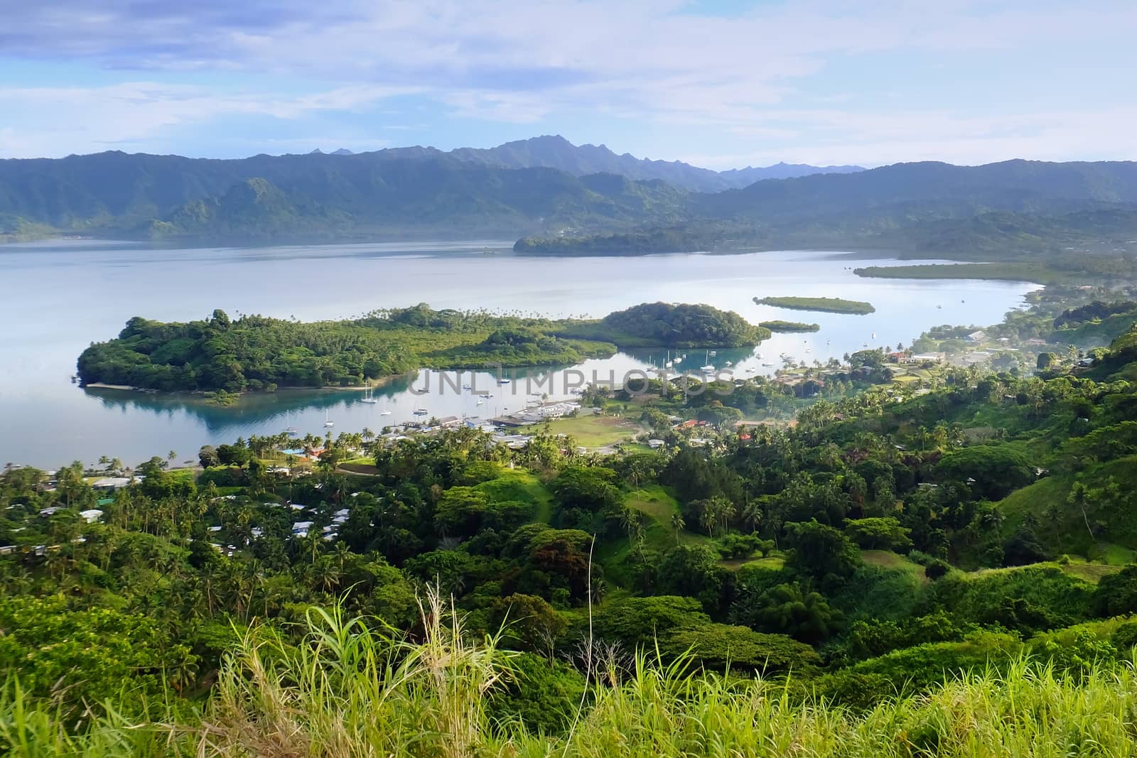 Savusavu marina and Nawi islet, Vanua Levu island, Fiji, South Pacific