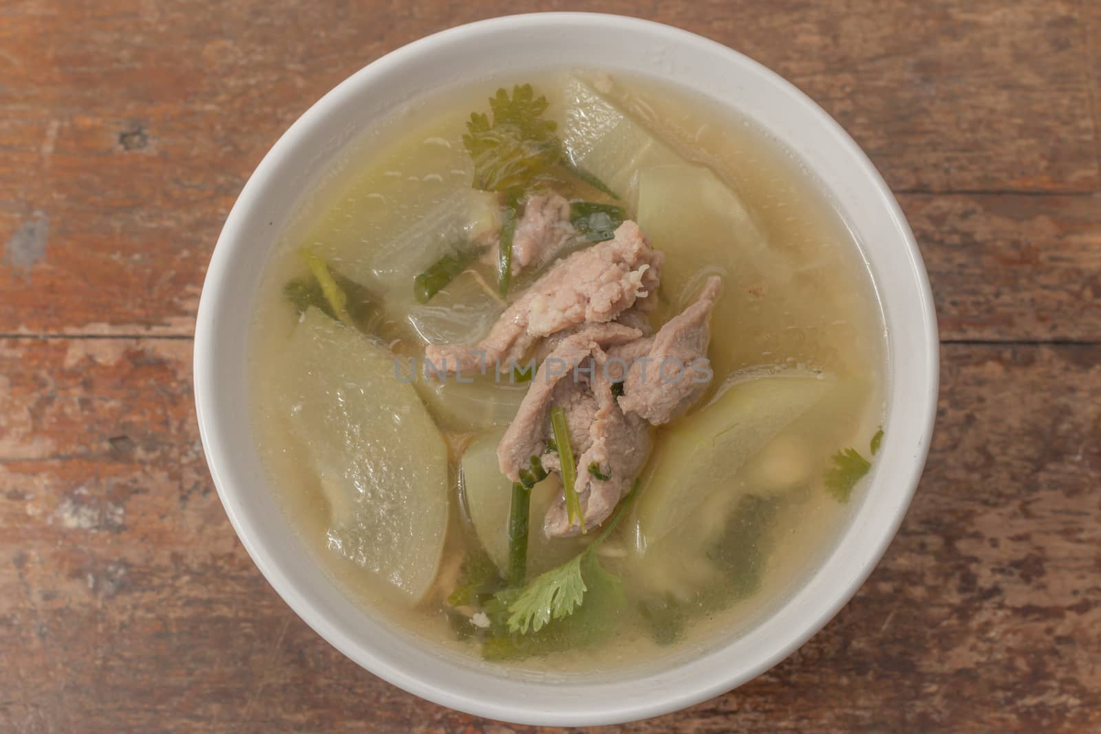 thai soup bottle gourd with pork.