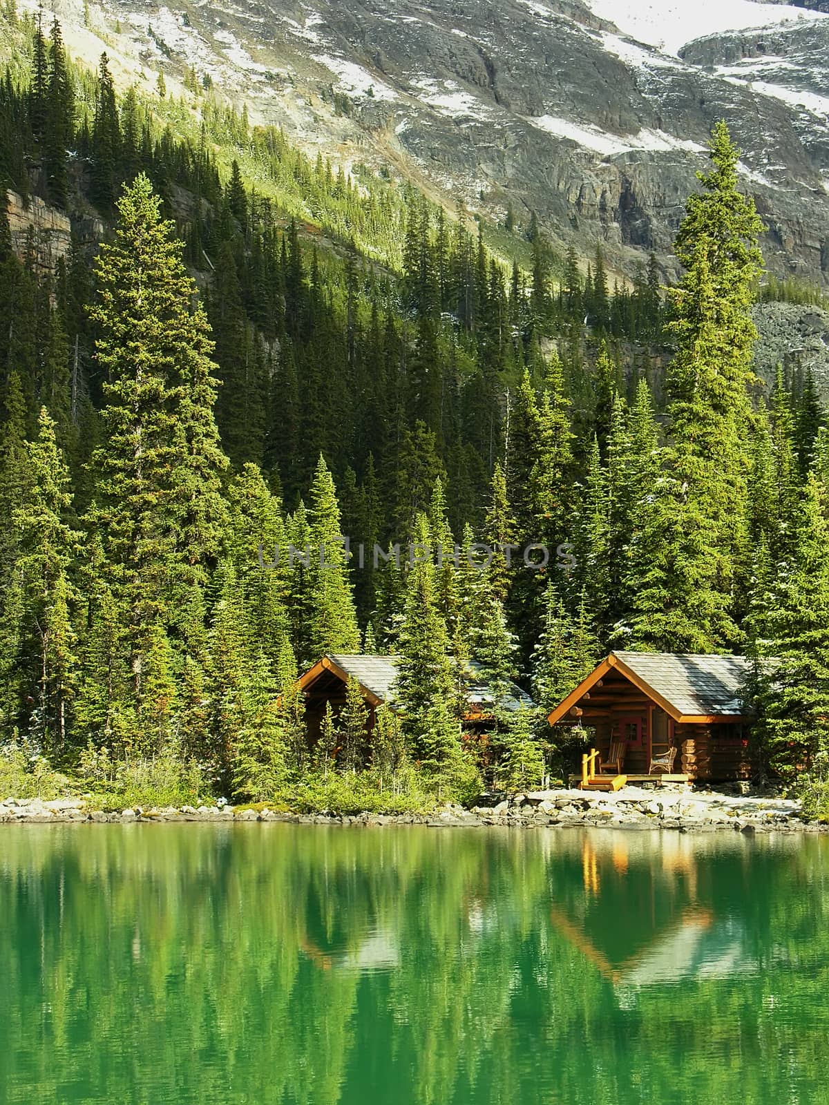 Wooden cabins at Lake O'Hara, Yoho National Park, Canada by donya_nedomam