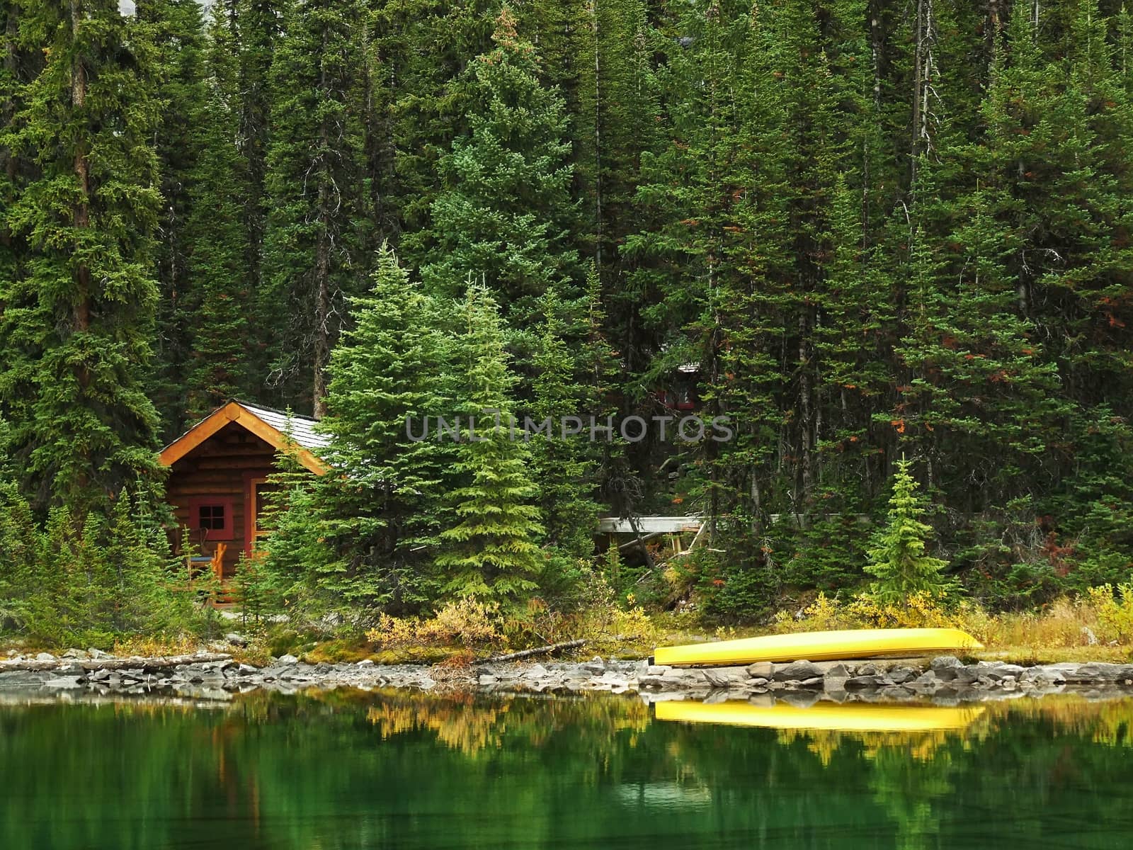 Wooden cabin at Lake O'Hara, Yoho National Park, Canada by donya_nedomam