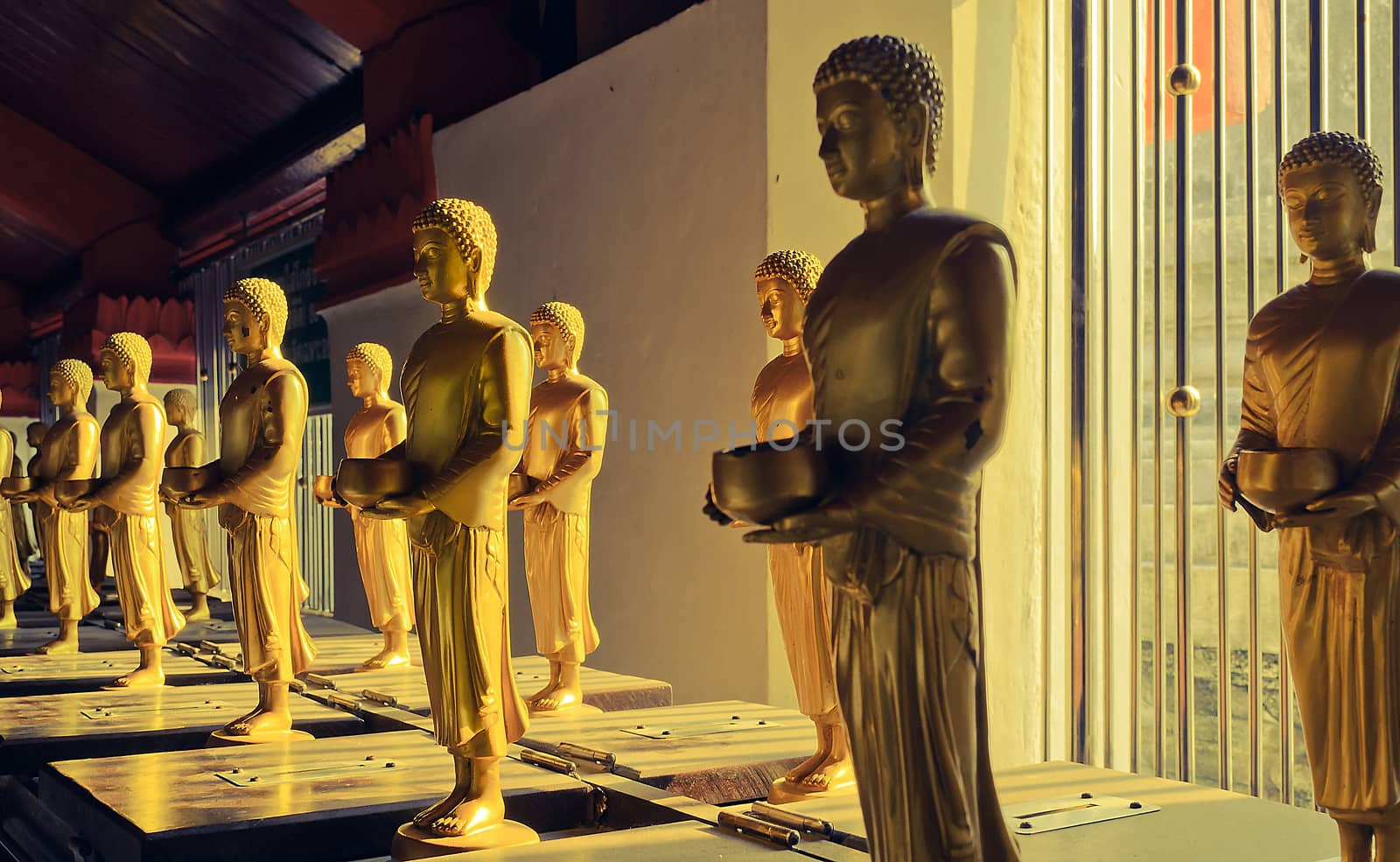 Many little standing buddha image for buddhist's donation in temple.Wat Phra Mahathat Woramahawihan, Nakhon Si Thammarat, Thailand.

http://whc.unesco.org/en/tentativelists/5752/