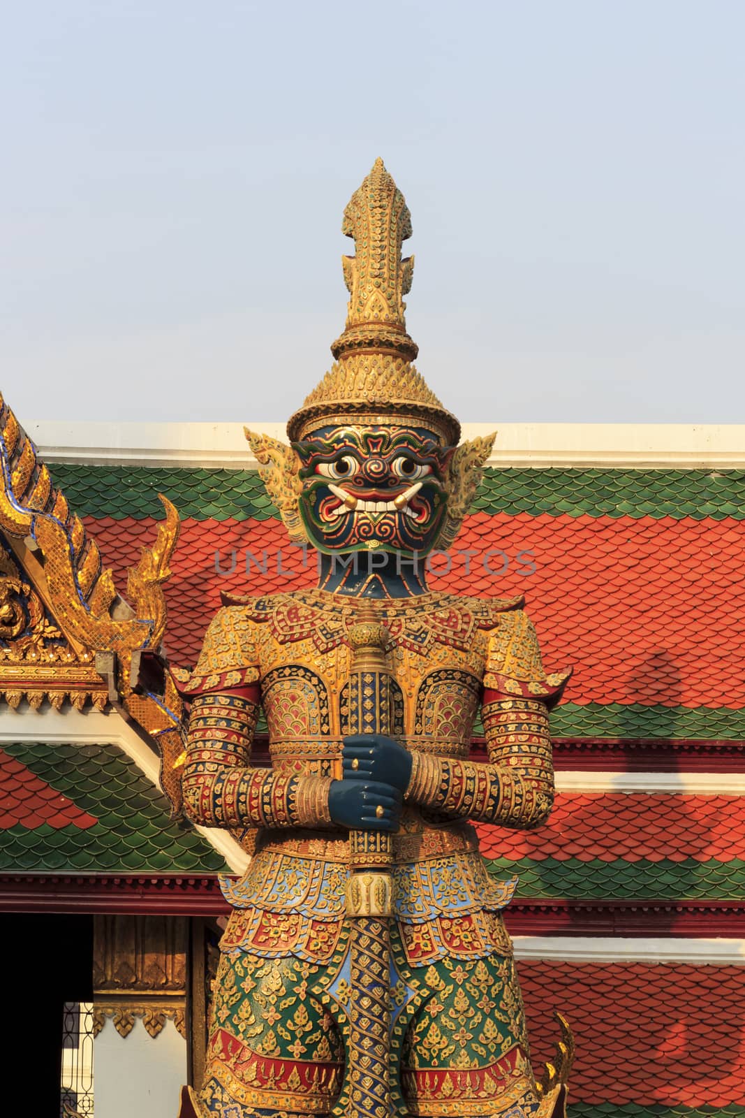 Giant sculpture in Wat Phra Kaew Temple, Thailand 