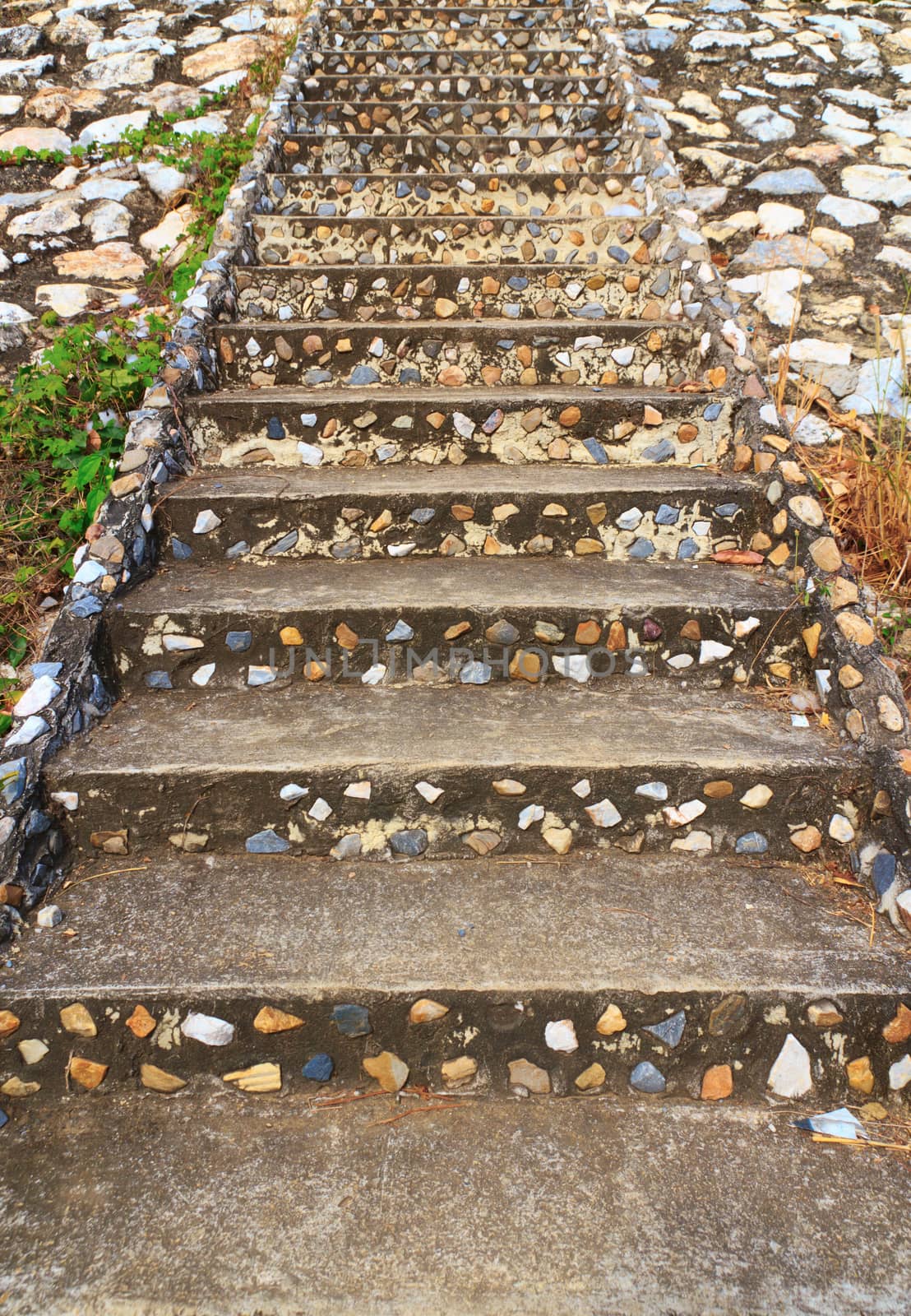 Way up rock stair in the mountain.