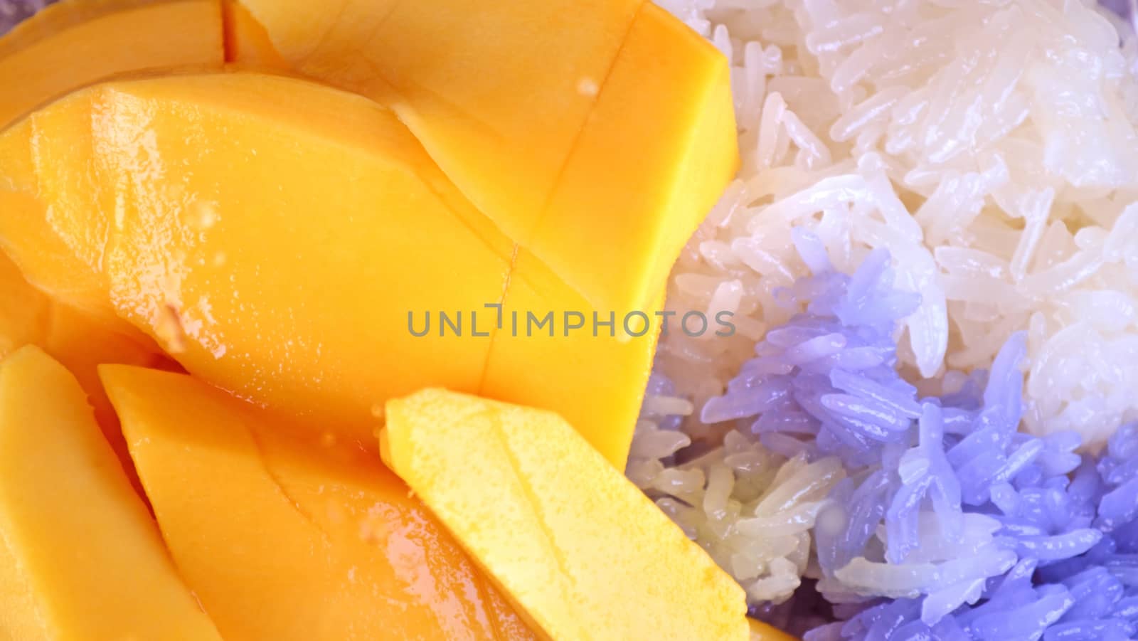 Famous Thai Sweet Fruit with Sticky Rice at Market