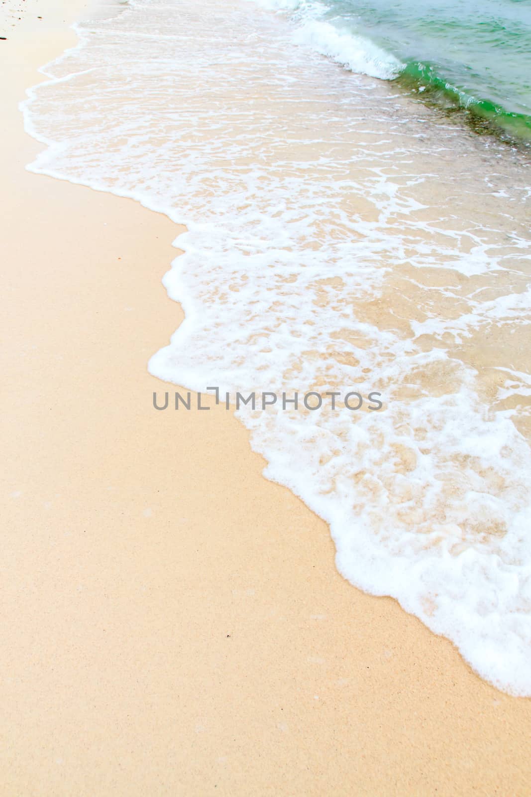 Soft wave of the sea on the sandy beach.