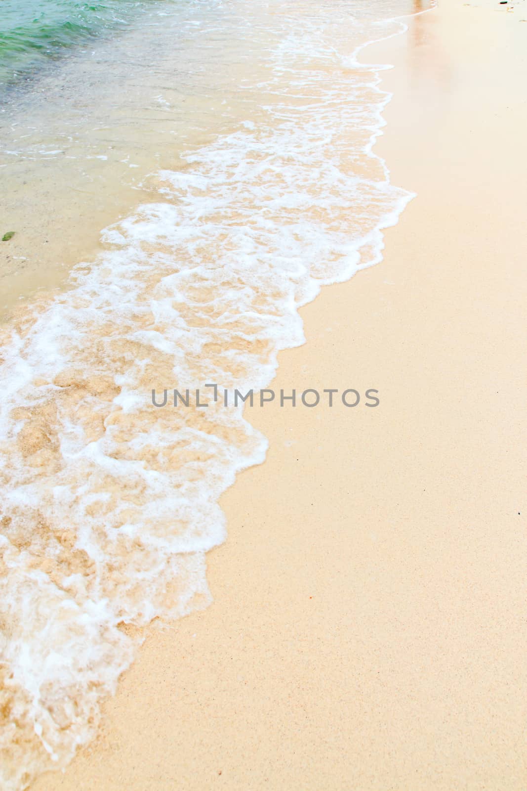 Soft wave of the sea on the sandy beach.