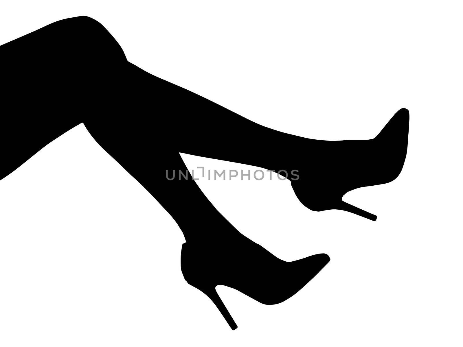 Female legs in shoes isolated on white background