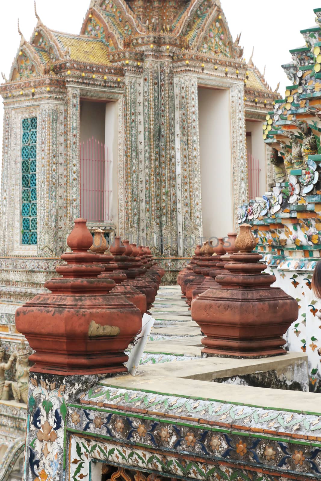 Corbel decoration on stupa at Wat Arun Wararam in bangkok, thailand.