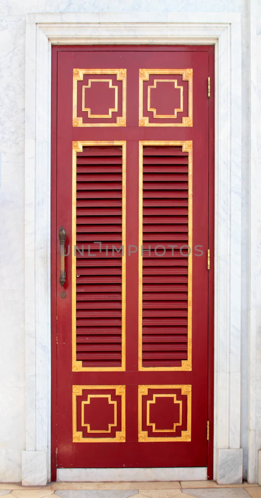 Thai style painting on church wood door Bangkok Thailand 