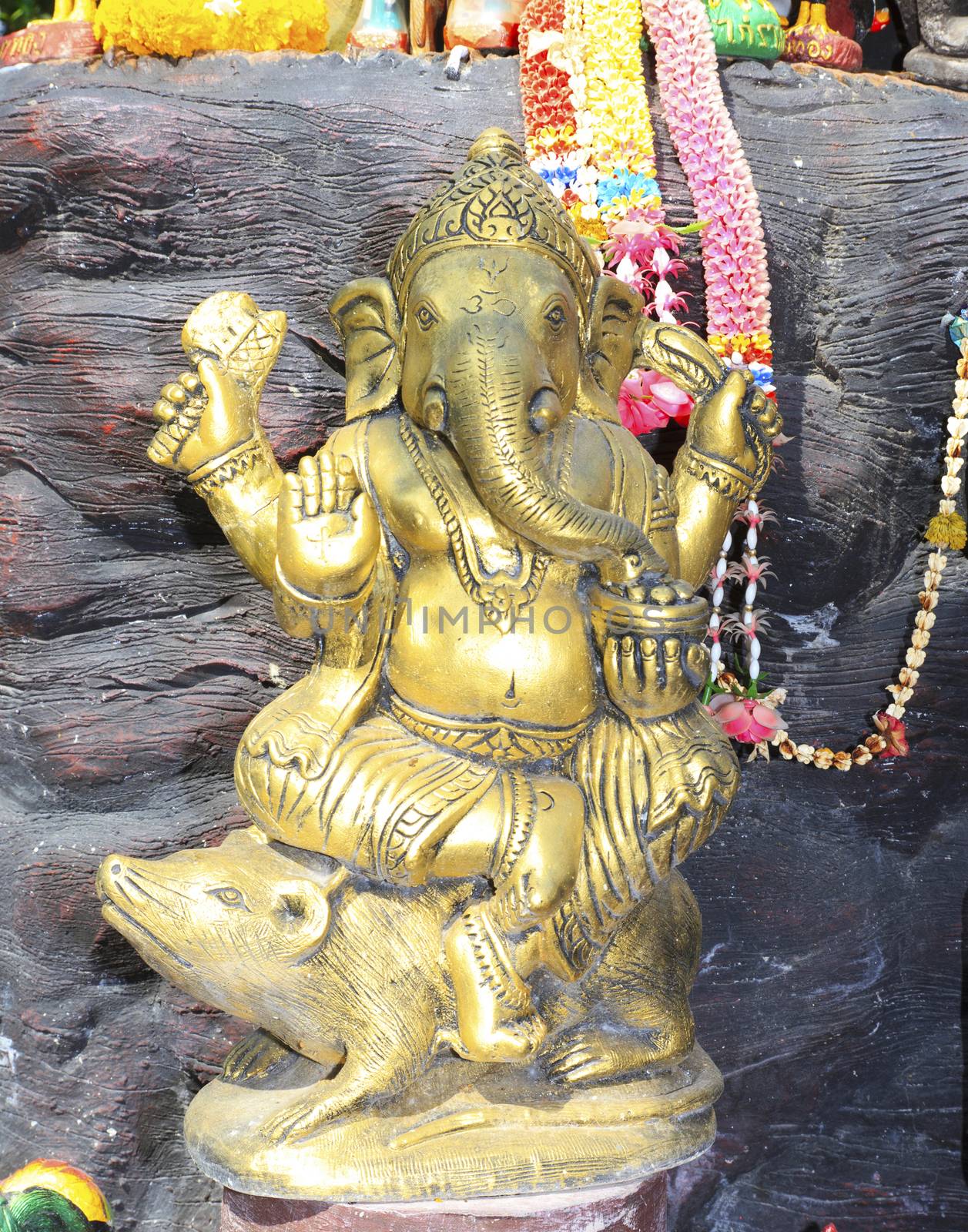 Antique ganesh statue in Wat Sman Rattanaram in Chachoengsao province at thailand.