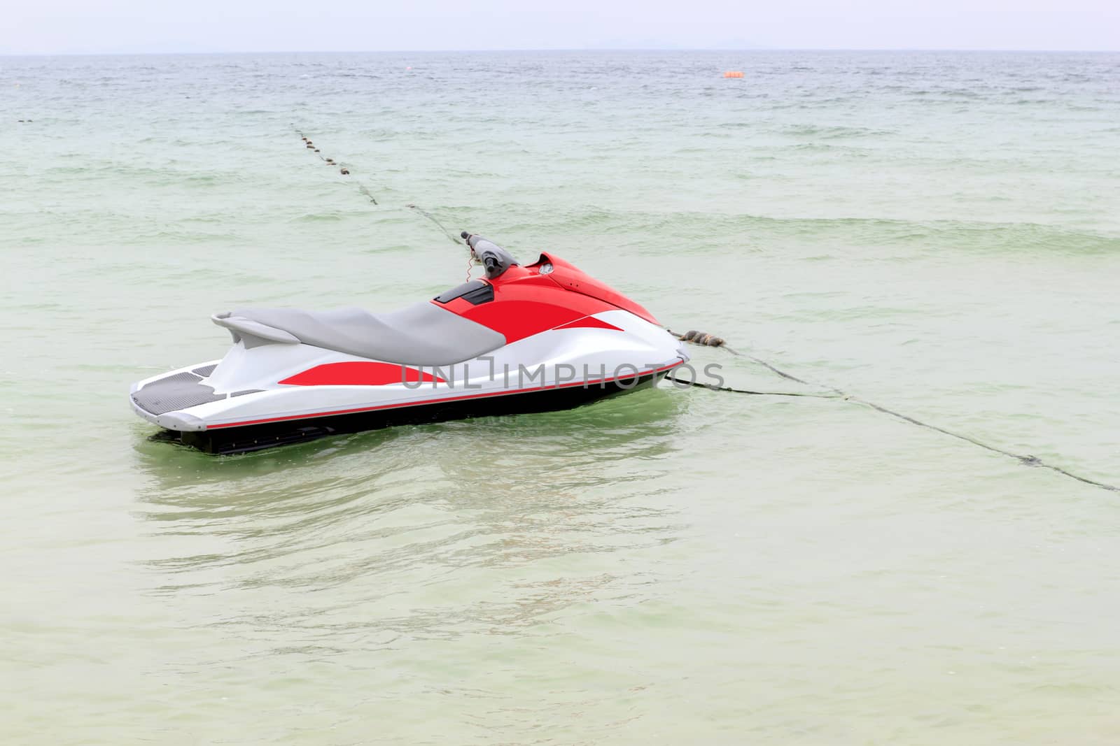 Jet ski floating on the beautiful sea.