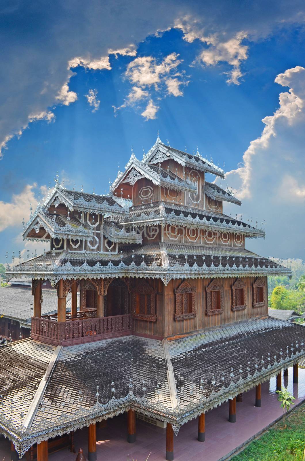 A Architecture of Wat Tai Yai's Buddhist Temple.