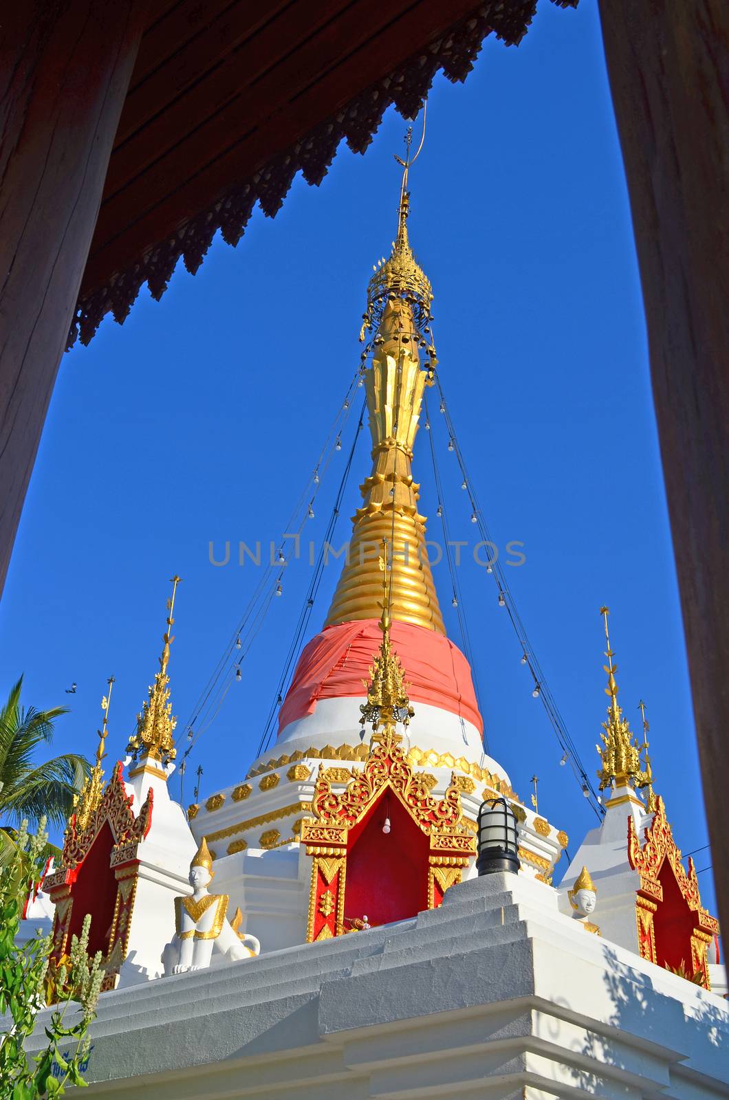 Architecture of Pagoda(Chedi,Stupa) of Tai Yai's Buddhist Temple.