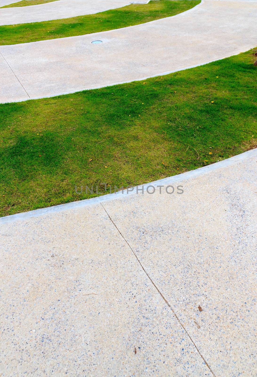 Modern pattern on the walkway, Patterns on the lawn.