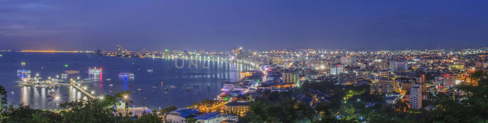 Night of Pattaya City from Hill Point