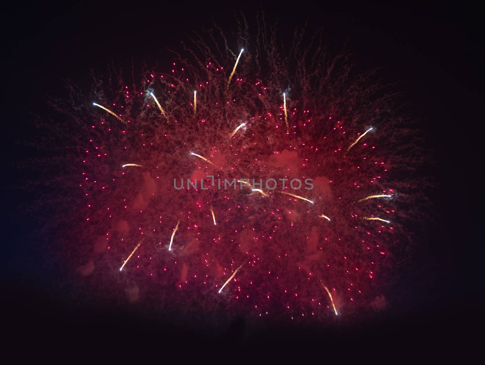 Fireworks in night dark sky by iryna_rasko
