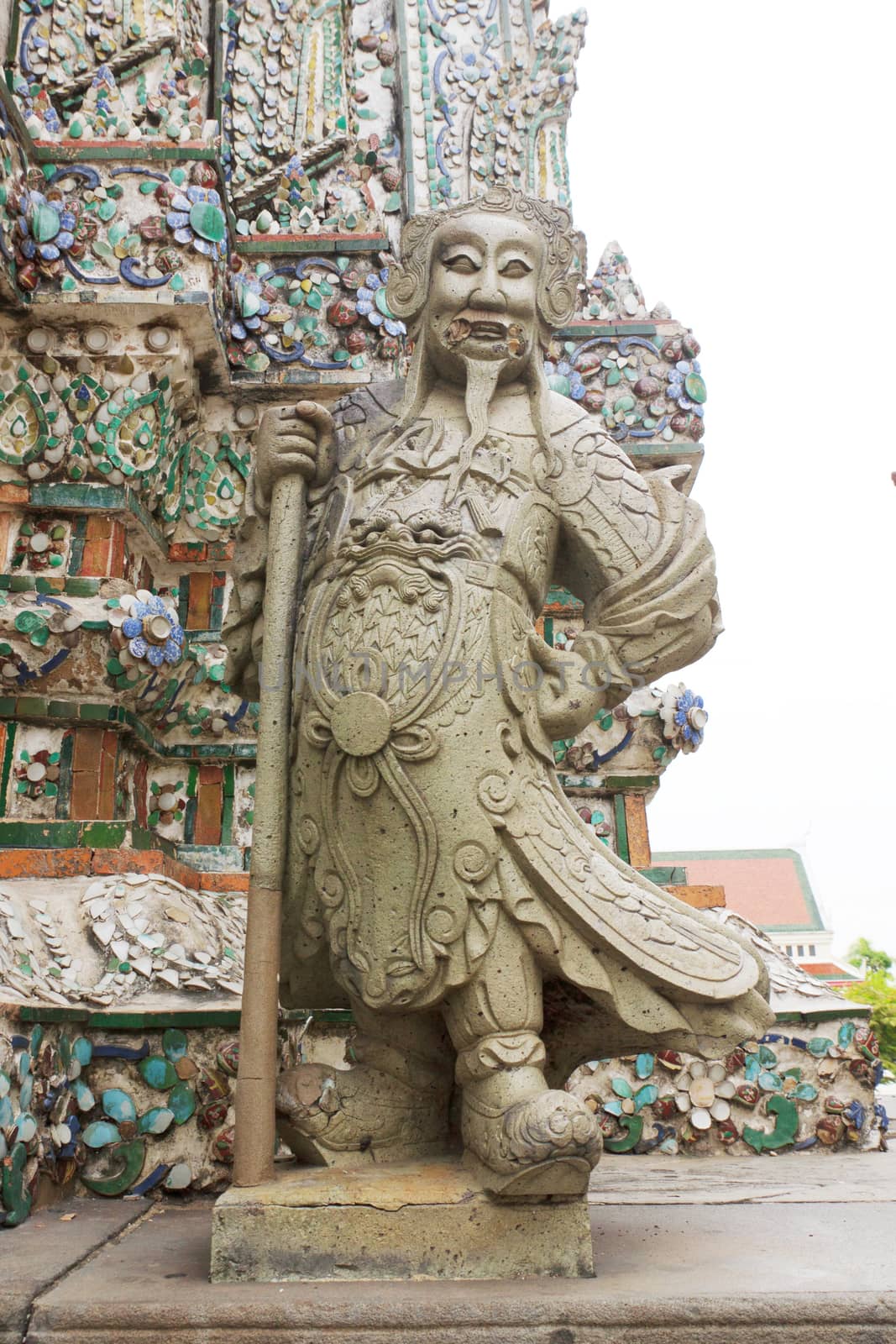 Statue Chinese solder in Wat Arun wararam, thailand.