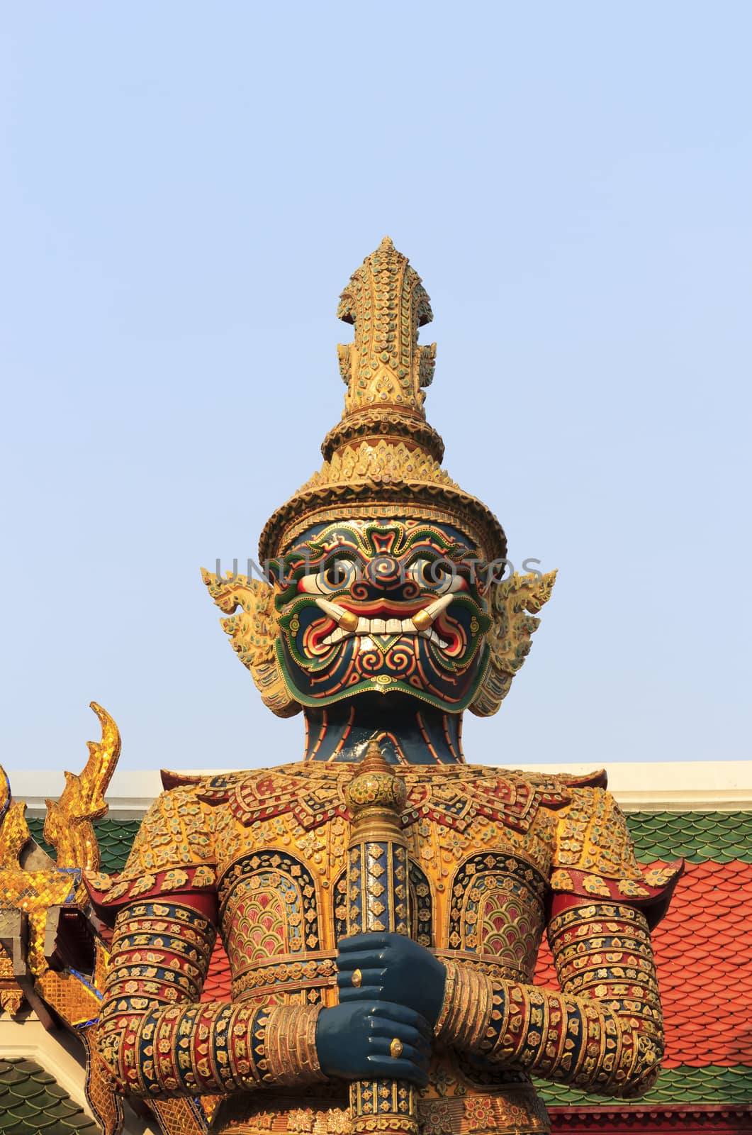 Giant sculpture in Wat Phra Kaew Temple, Thailand 