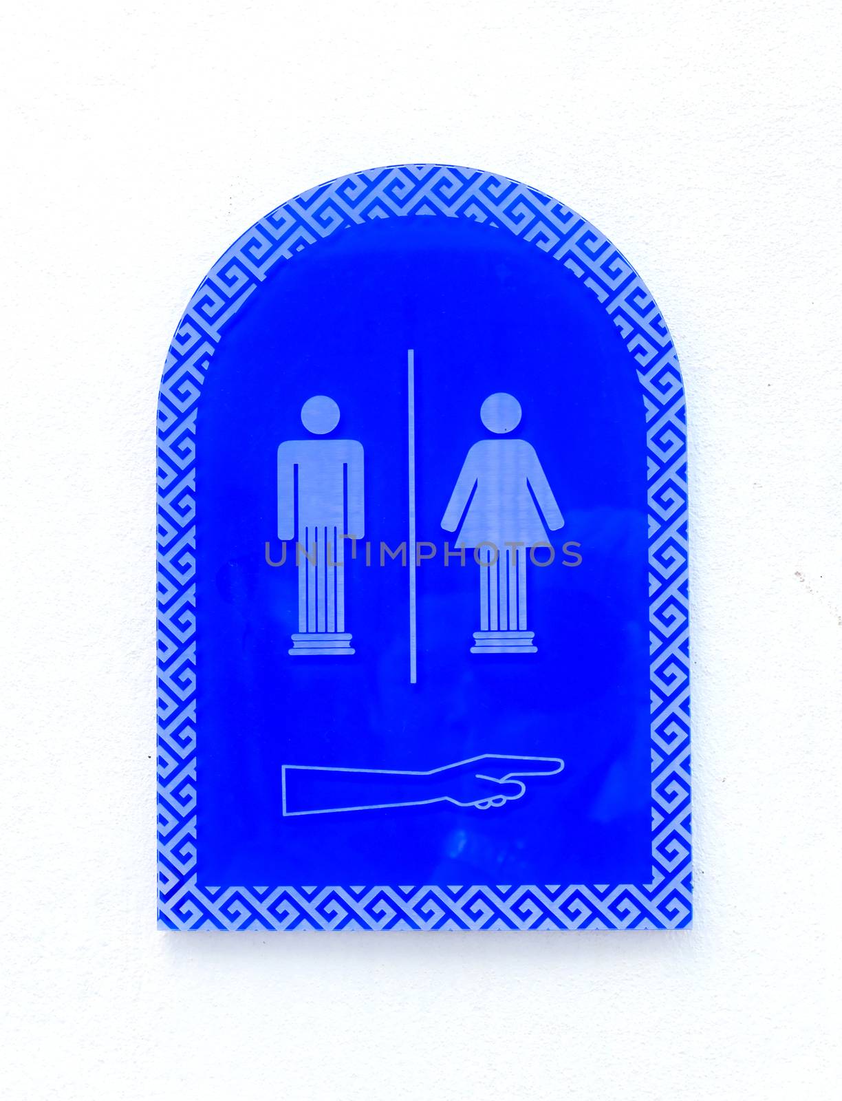 Women and men toilet sign in blue.