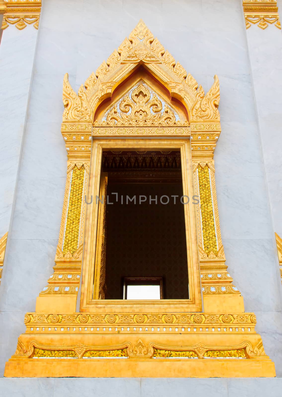 Traditional Thai style church window. Open window.