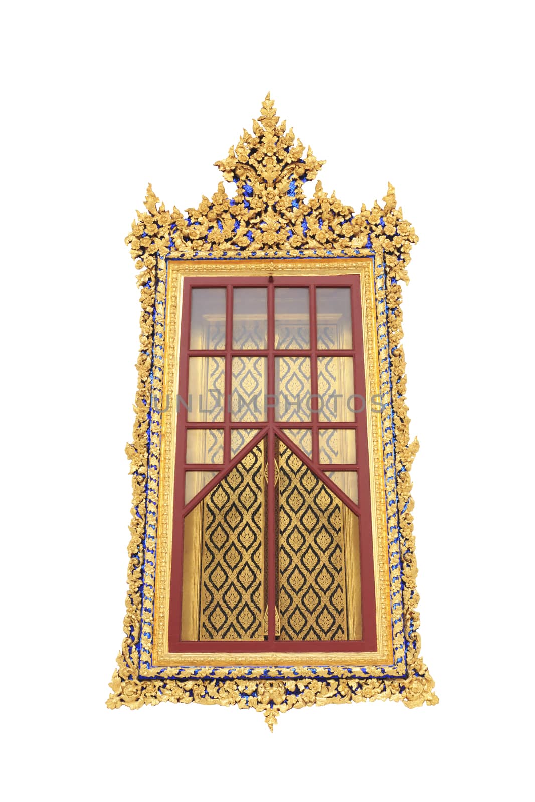 Yellow window thai style isolated on white background.