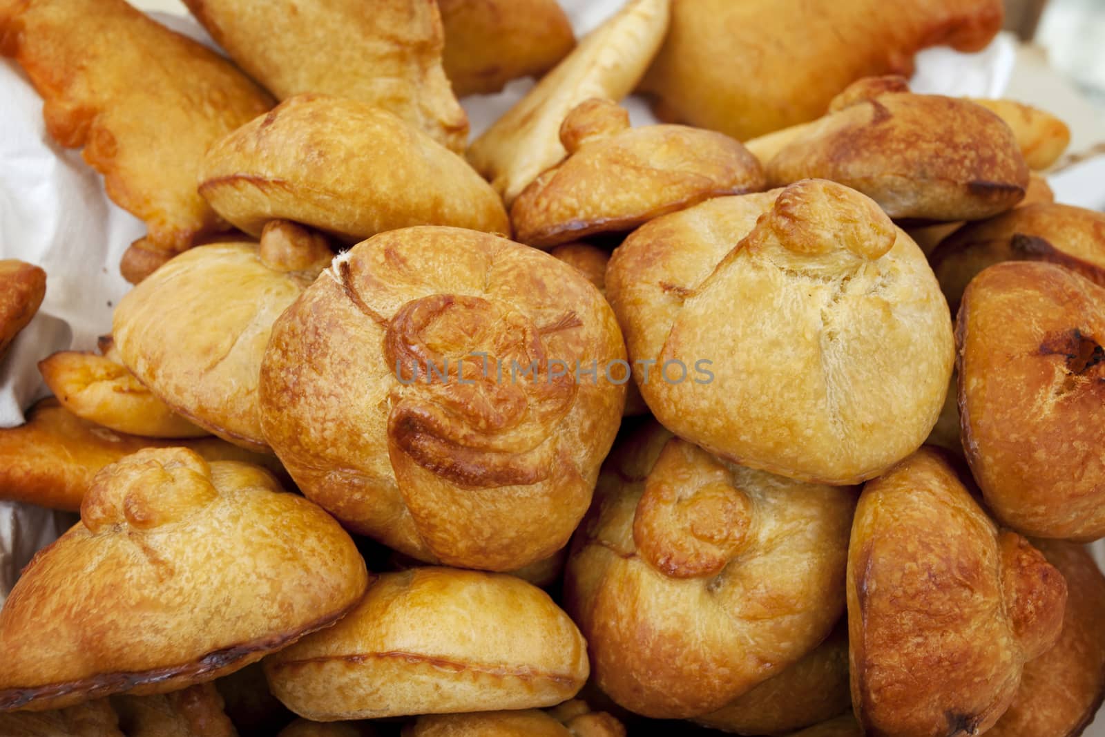 Homemade bun stuffed with sausage, traditional Spanish market. Asturias