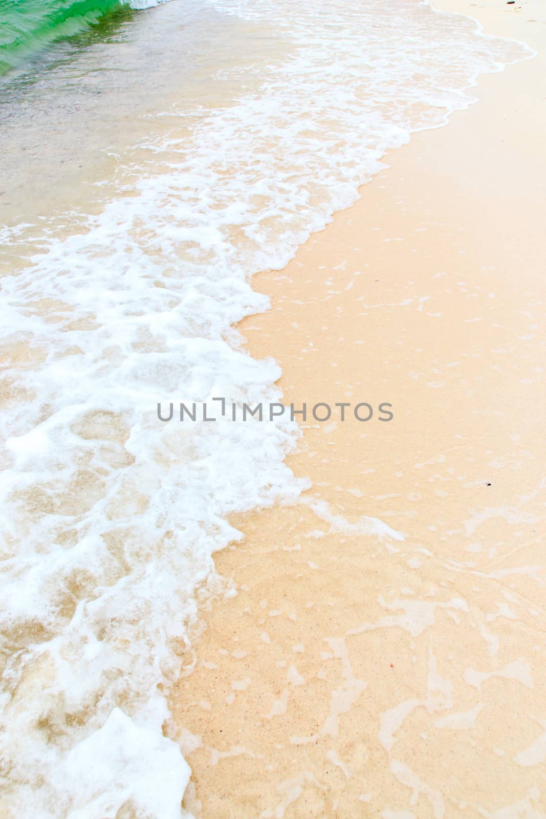 Soft wave of the sea on the sandy beach.