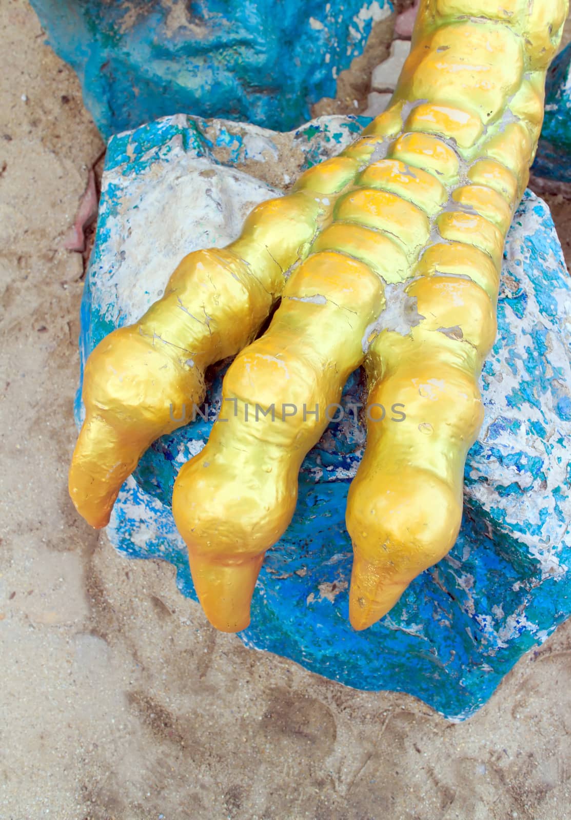 Golden dragon claws being pedal stone blue.