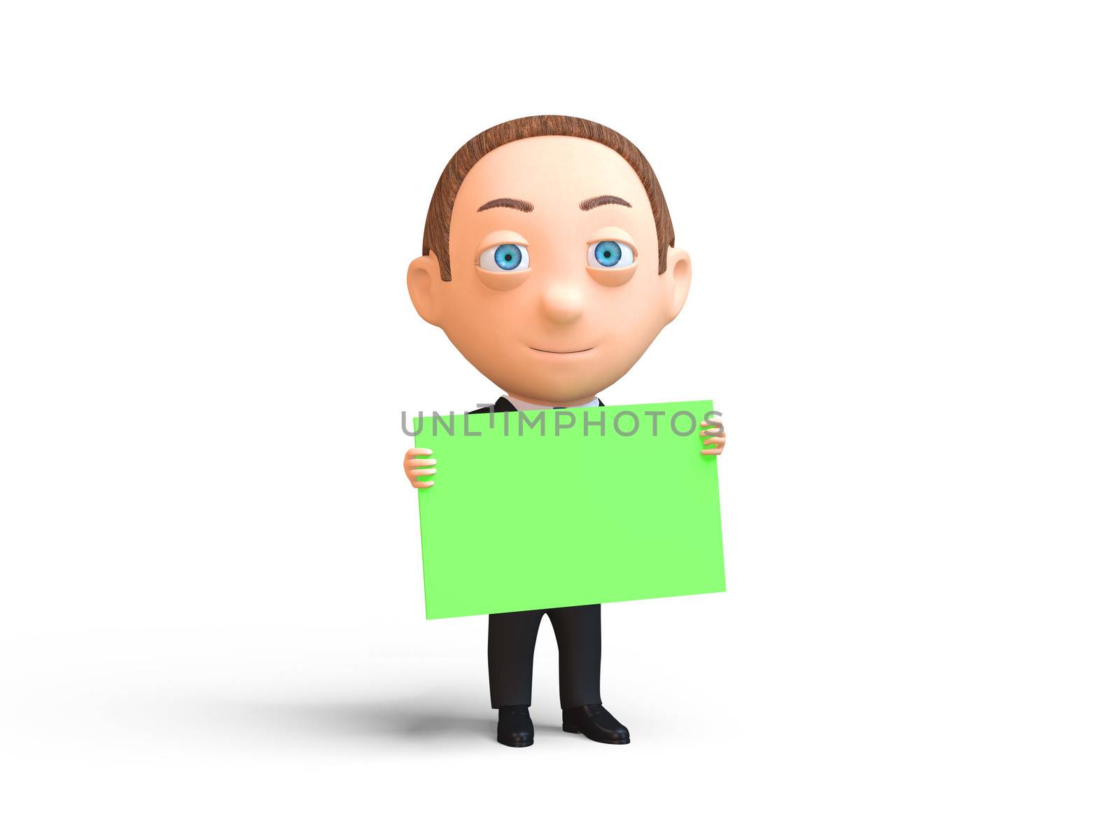 man with a placard on white background