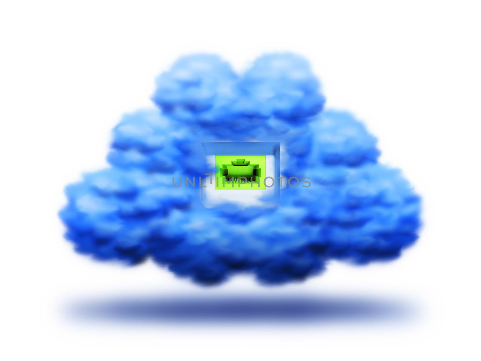 cloud with a socket for connection on a white background