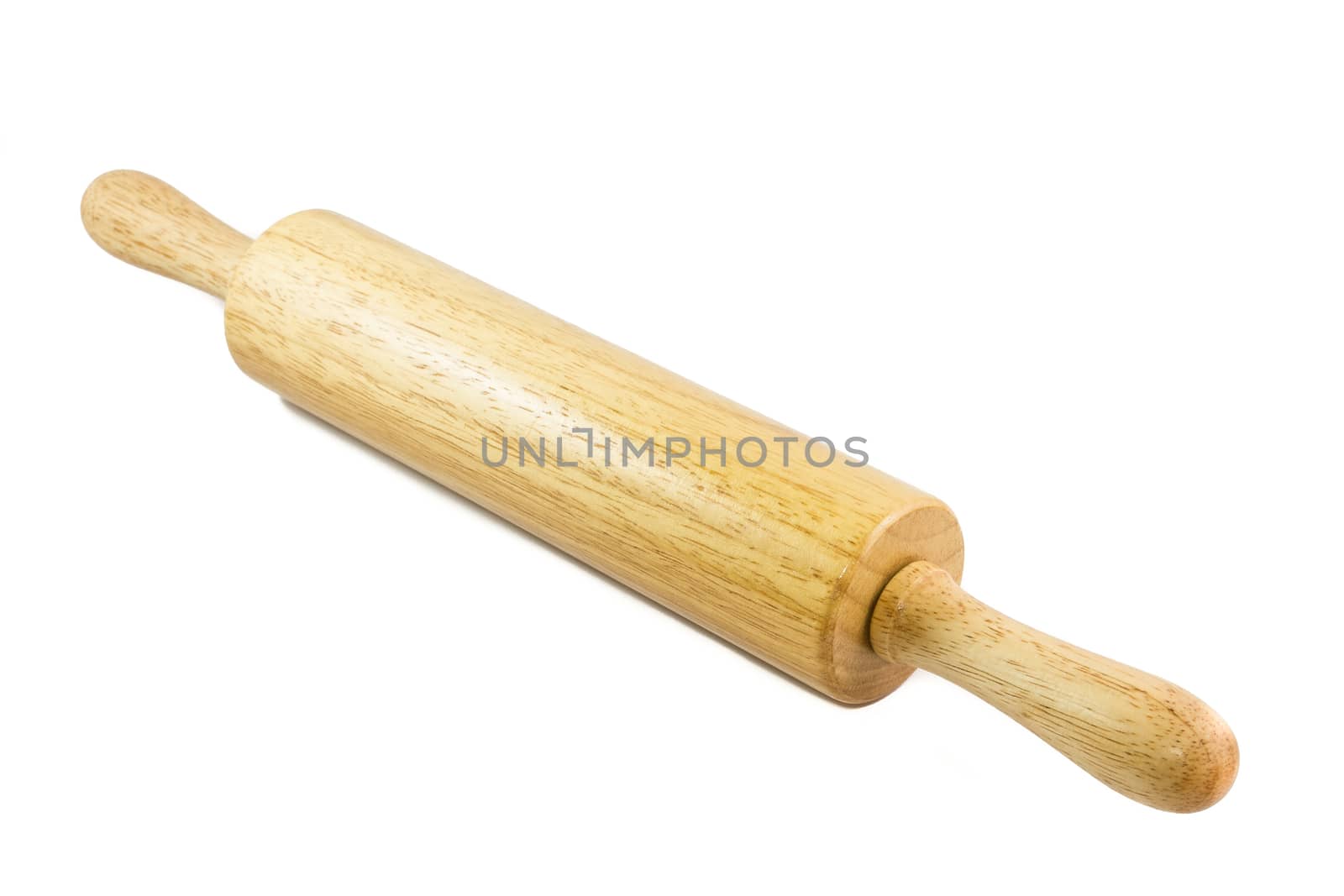 Wooden rolling pin isolated on white background
