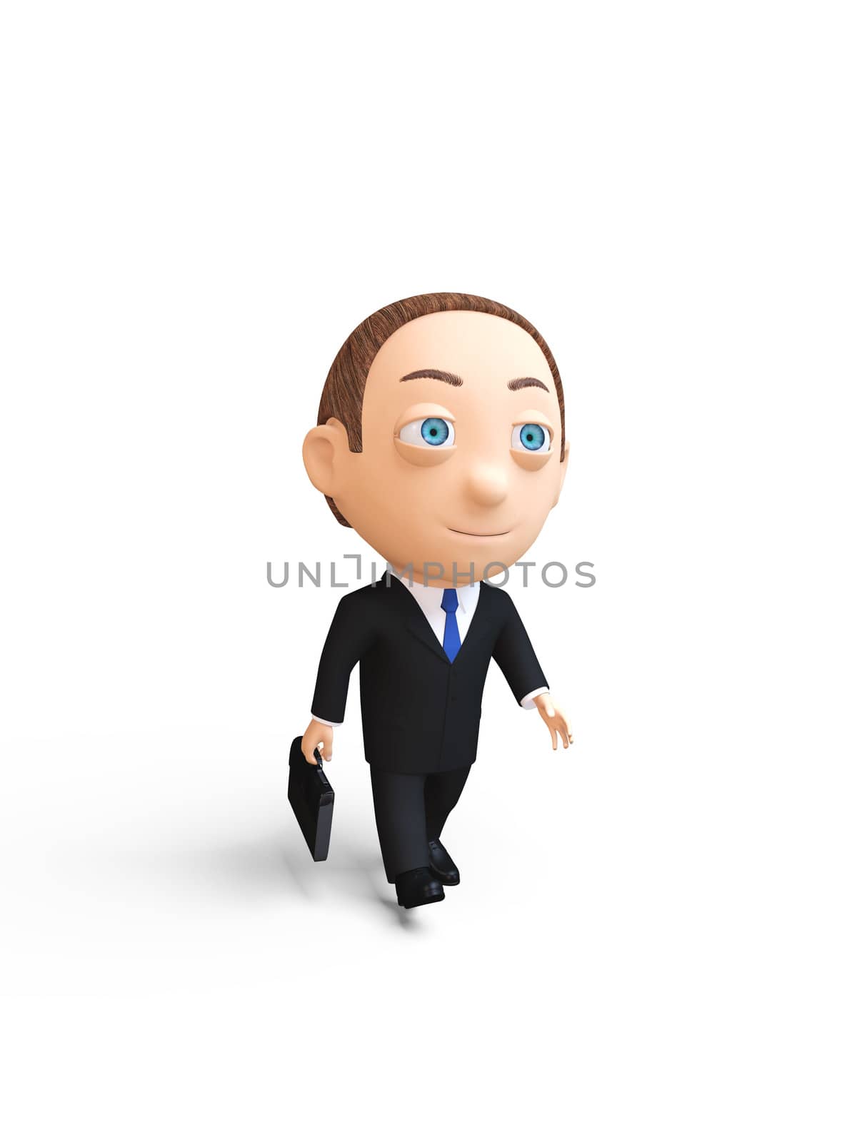 walking businessman in a suit isolated on white background