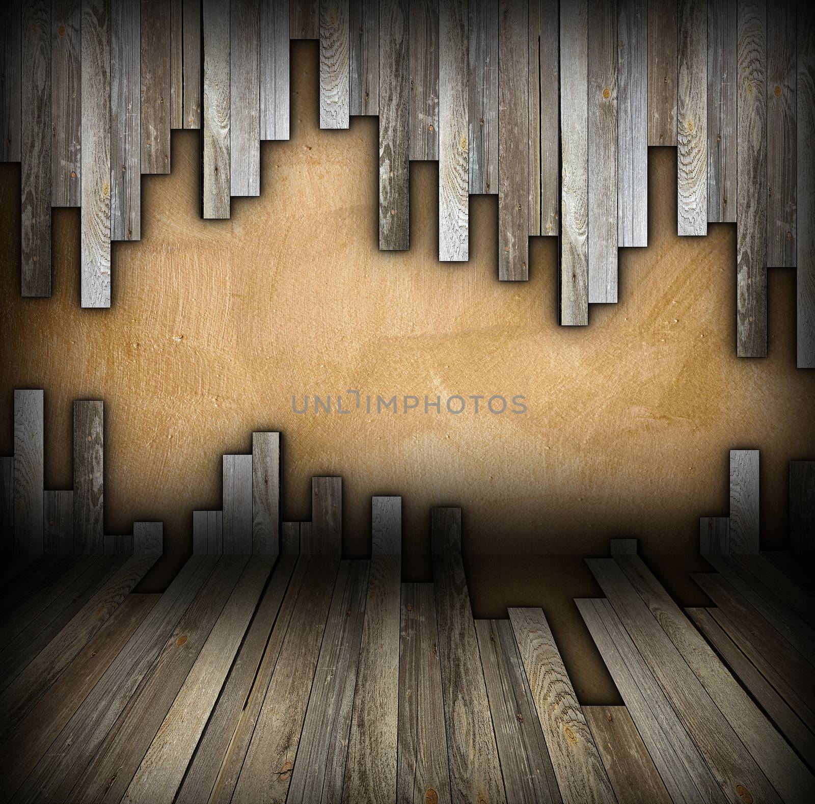 interior room backdrop with wood on wall by taviphoto