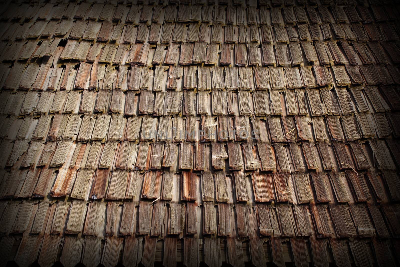 traditional old wooden roof, detail on transylvanian ancient church