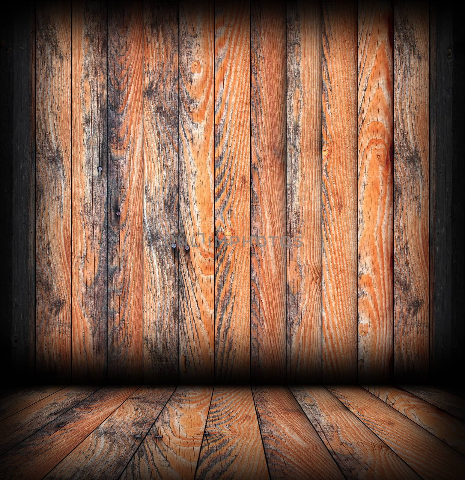 weathered  brown  planks on interior backdrop by taviphoto