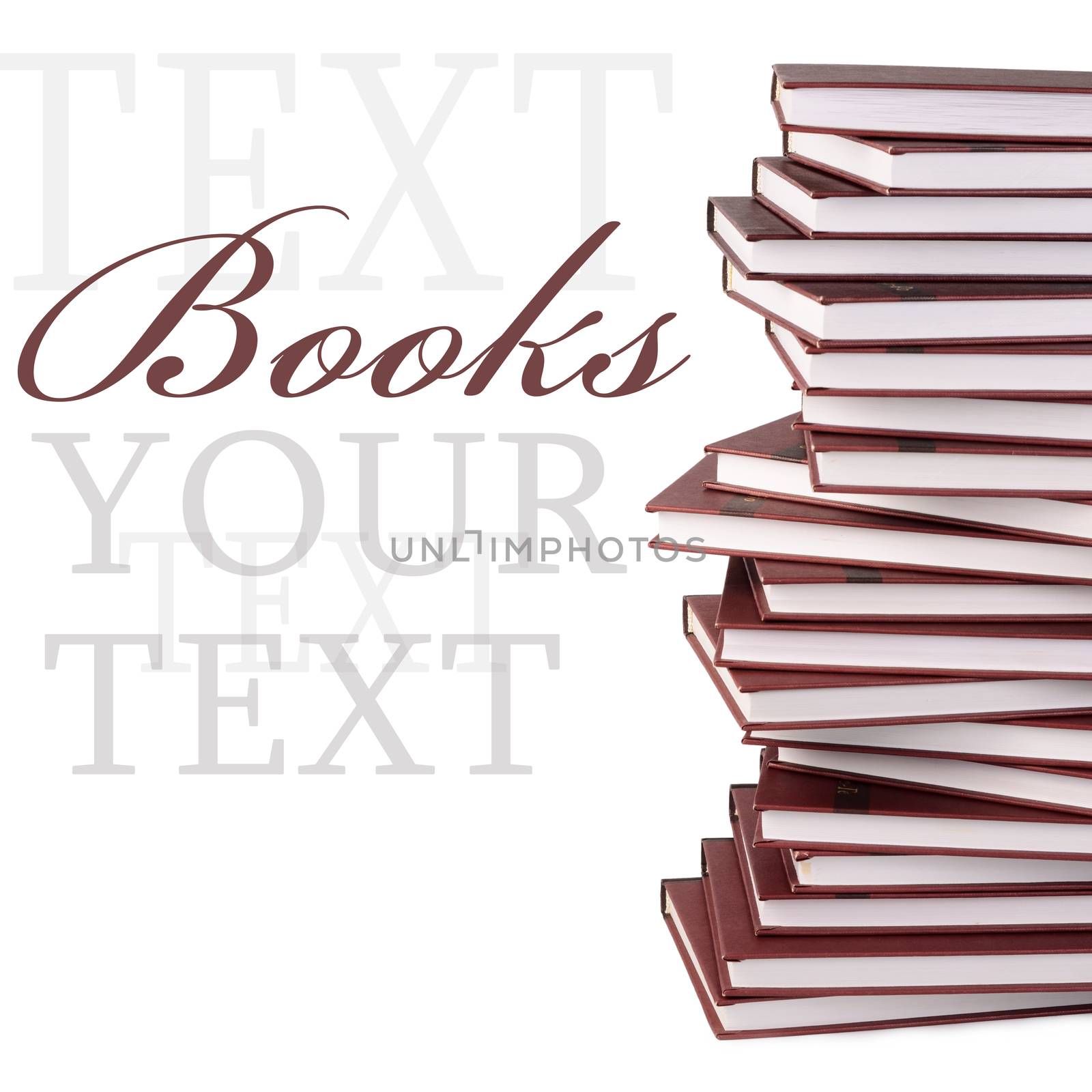 Pile of books isolated on white background