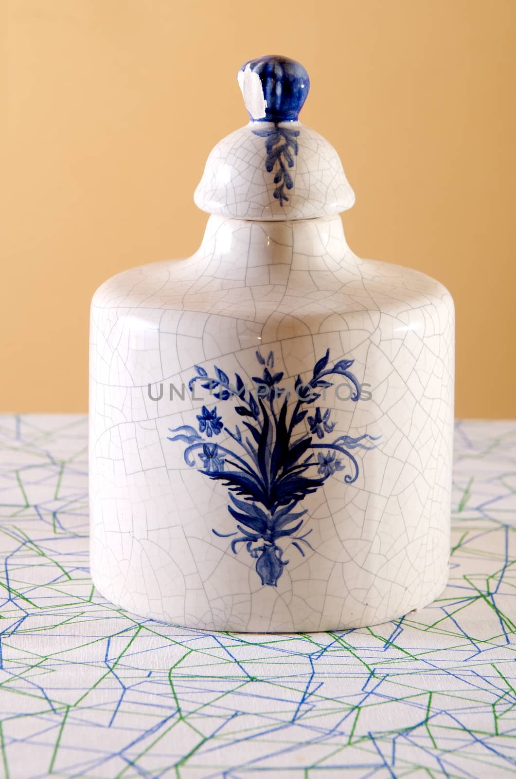 Old white and blue pot by anderm