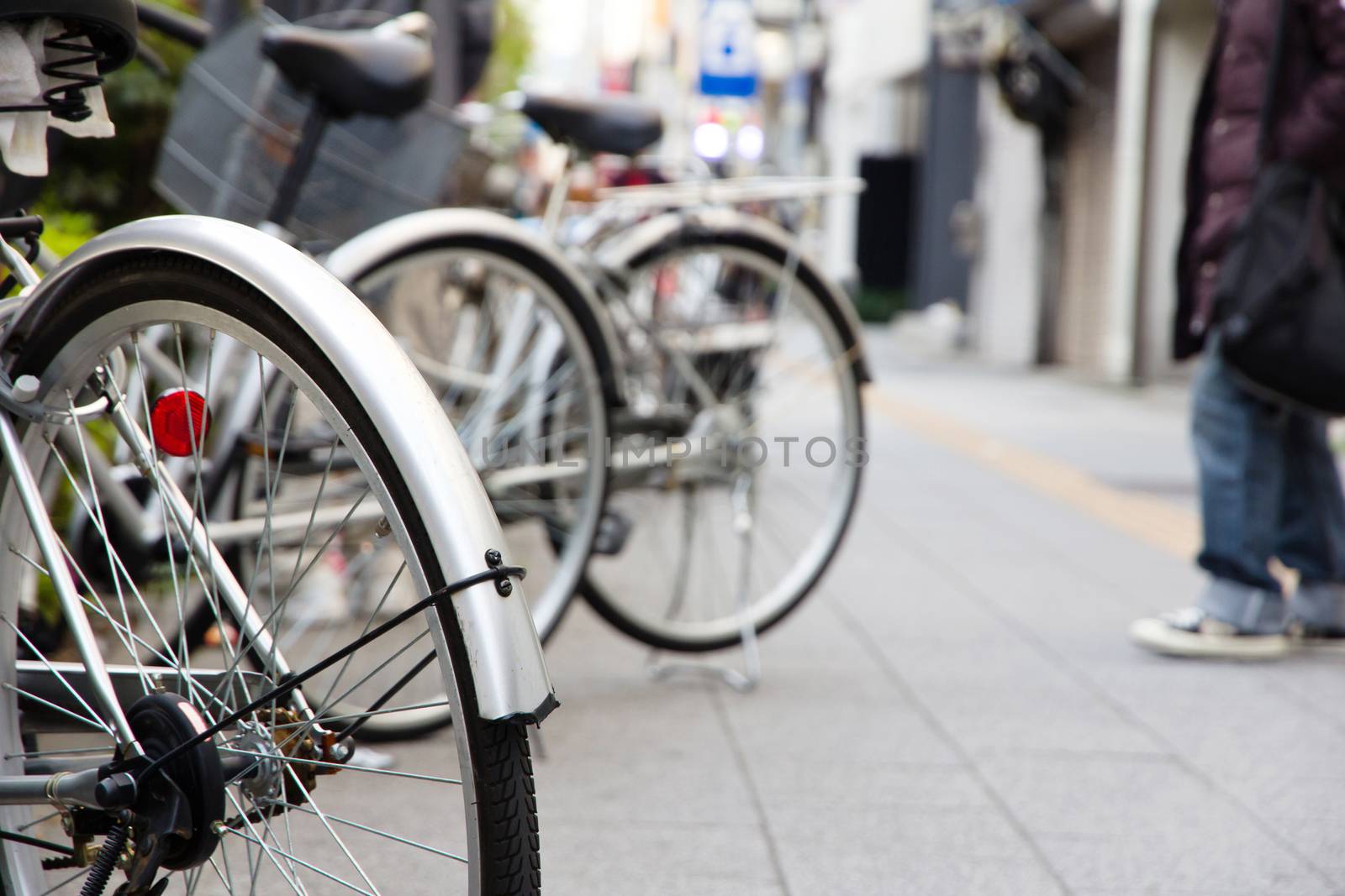 Lot of Bicycles parking at Ueno, Japan