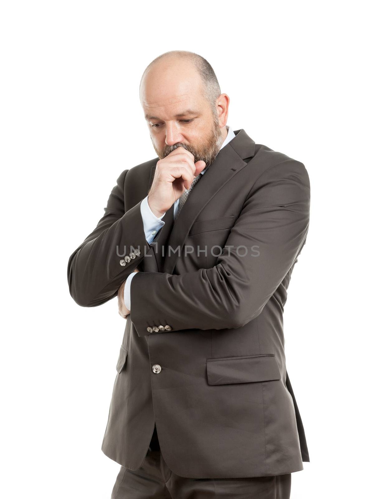 An image of a handsome thinking business man