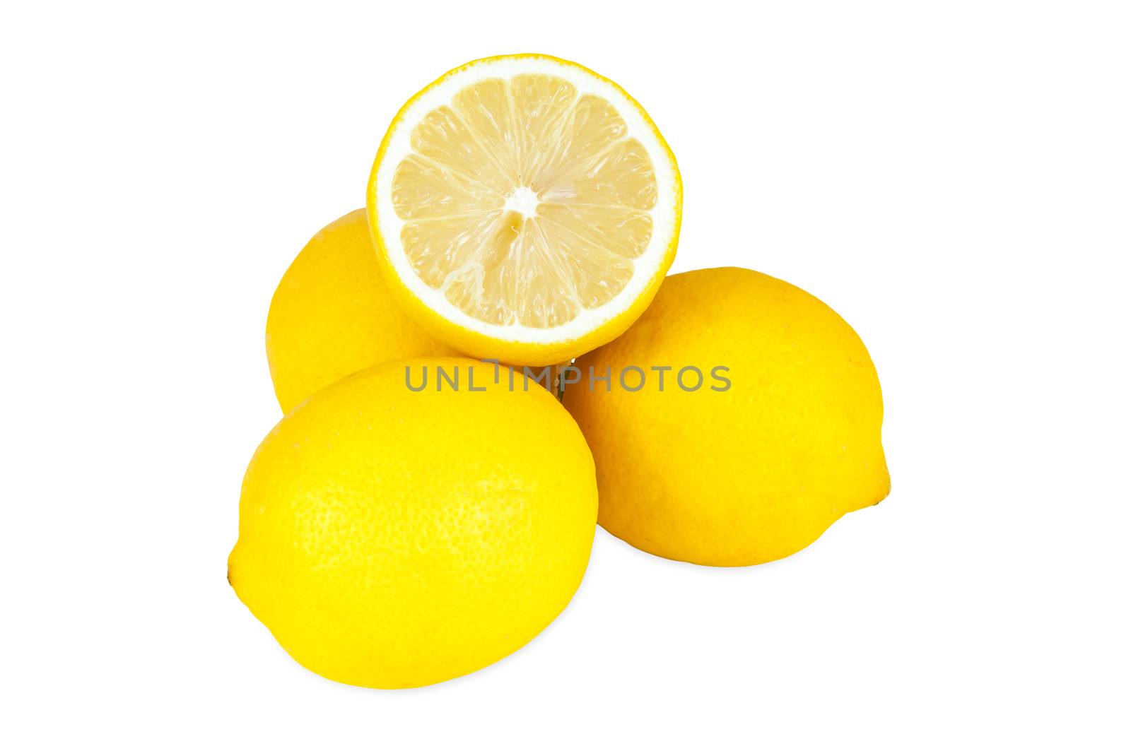 Fresh lemons isolated on white background with clipping path