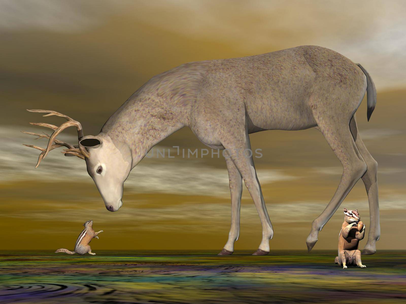Buck meeting chipmunk - 3D render by Elenaphotos21