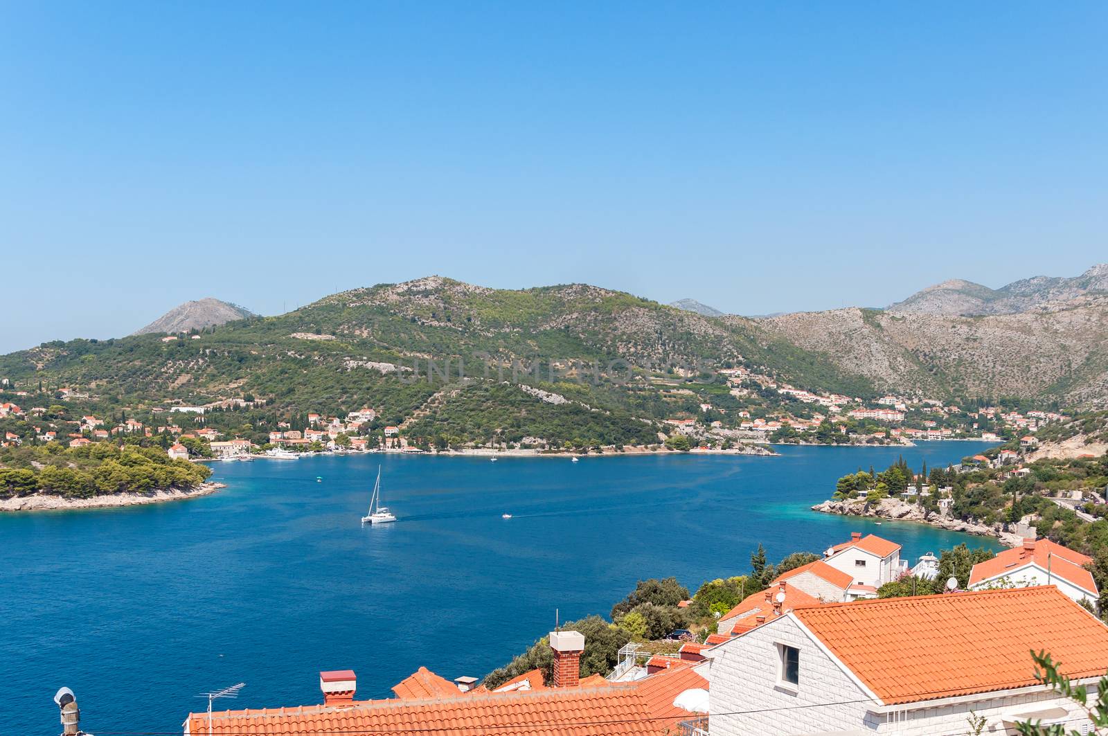 Panoramic view of bay near Zaton in Croatia