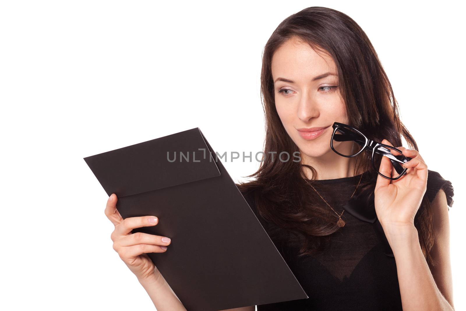Teacher in glasses with clipboard by Kor