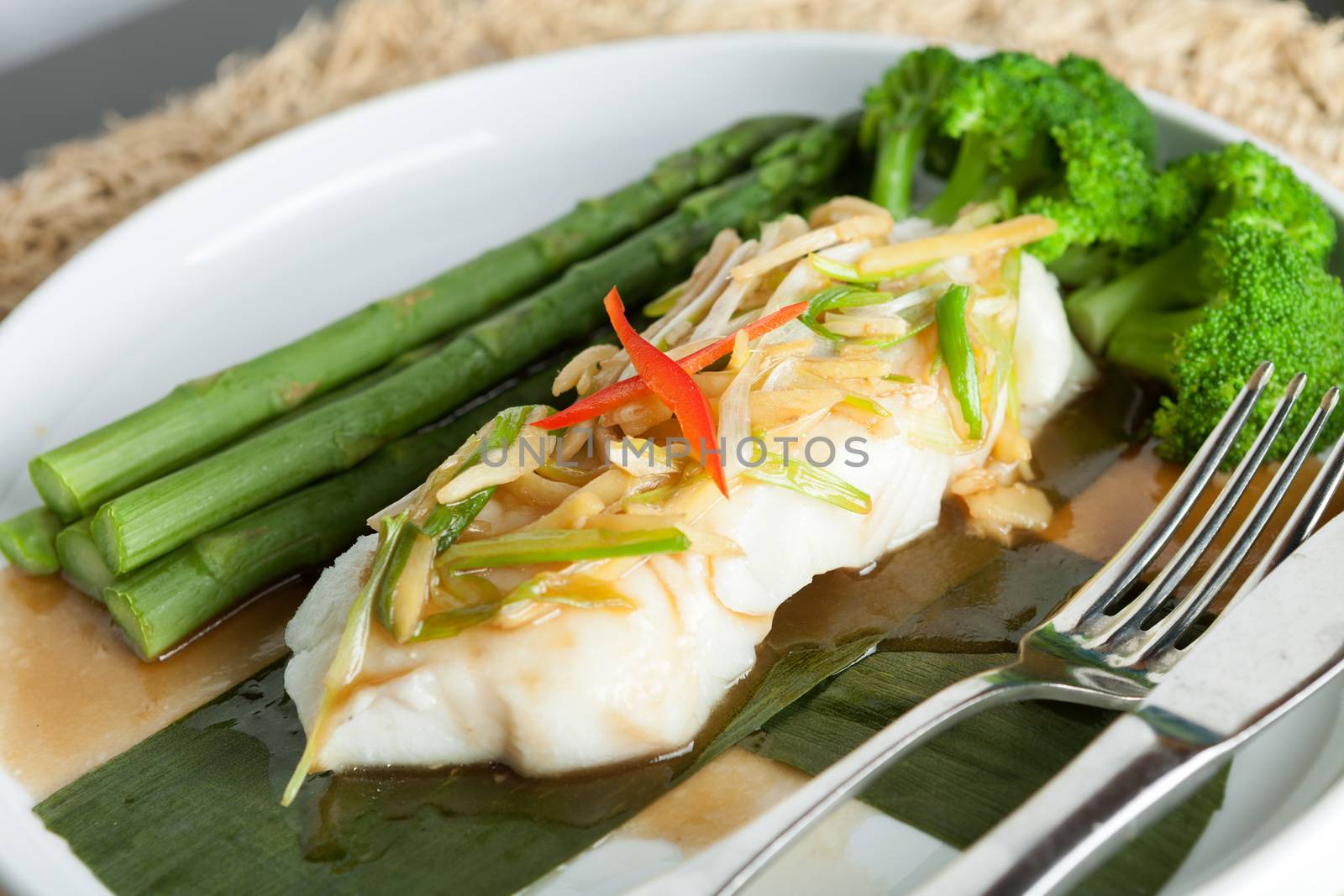 Thai Sea Bass with Asparagus by graficallyminded