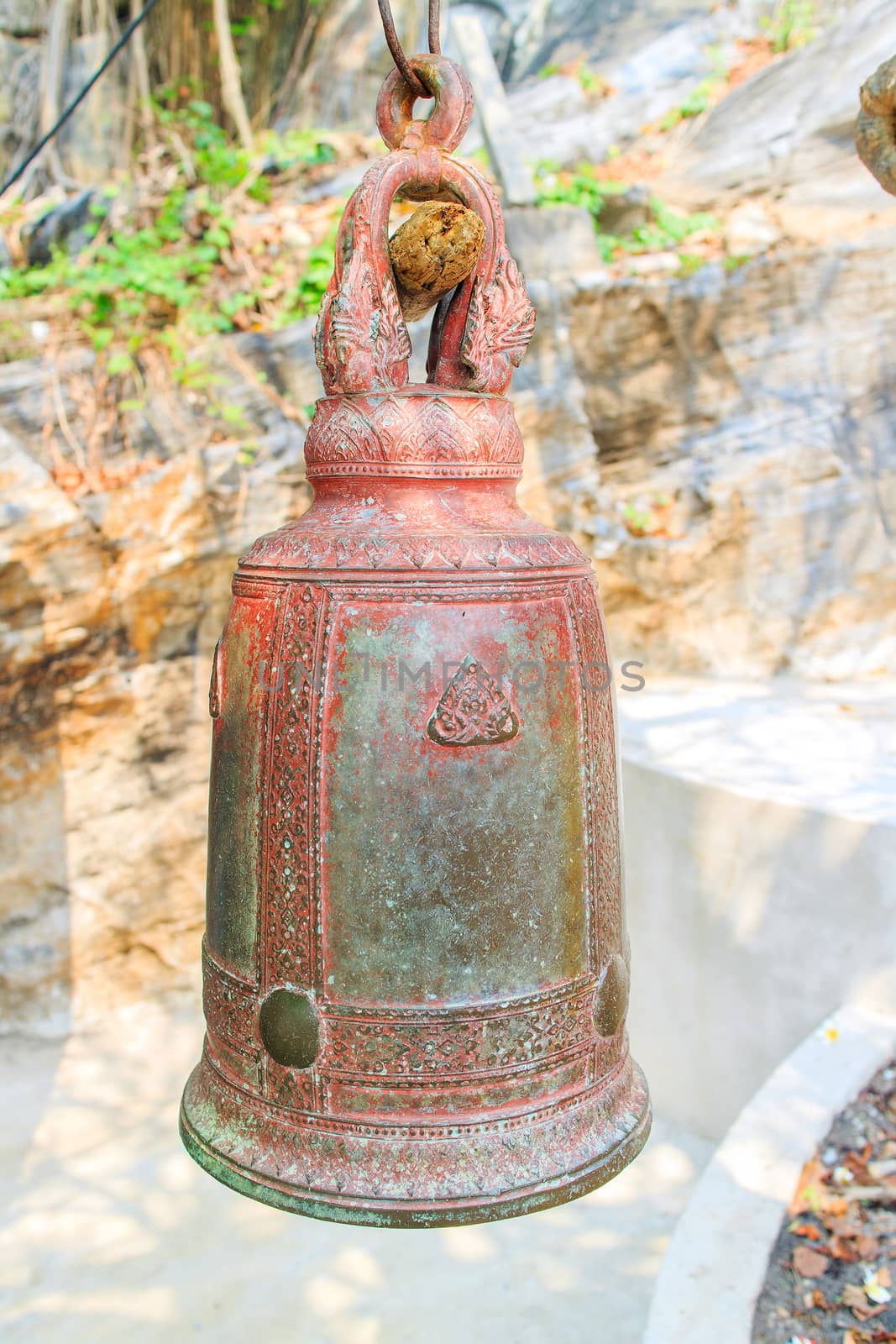 A large bell from the temple thailand and hit for worship.