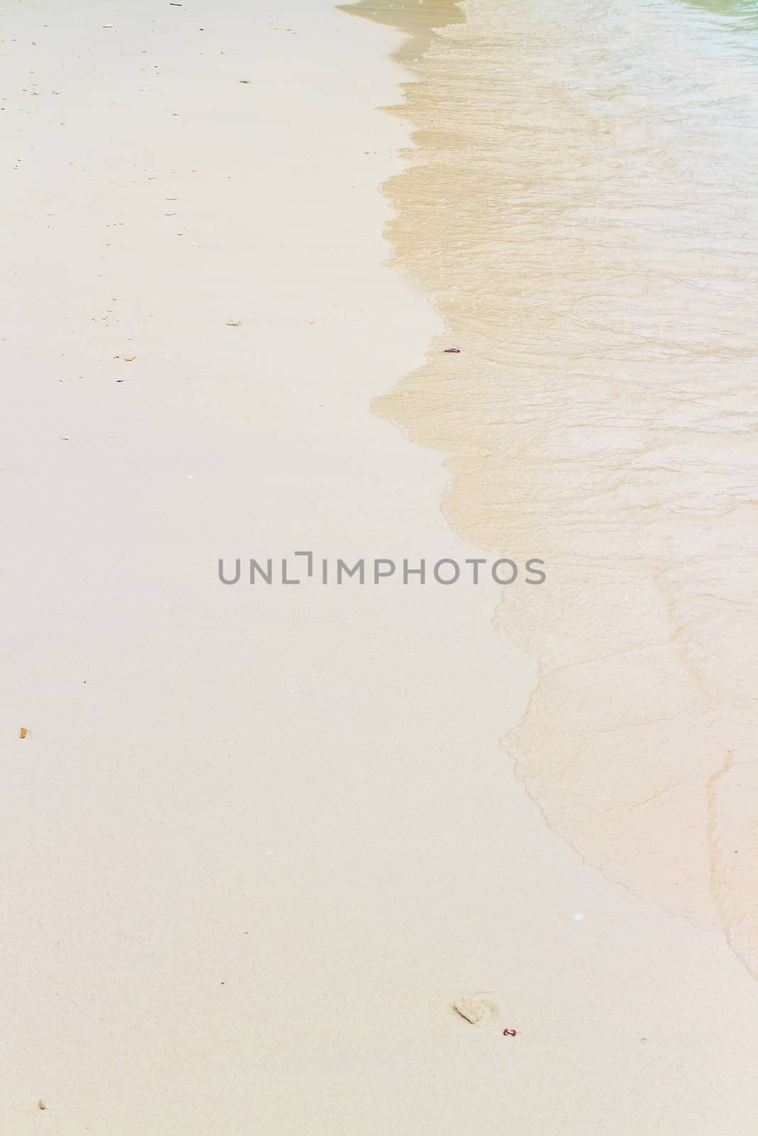 Soft wave of the sea on the sandy beach.